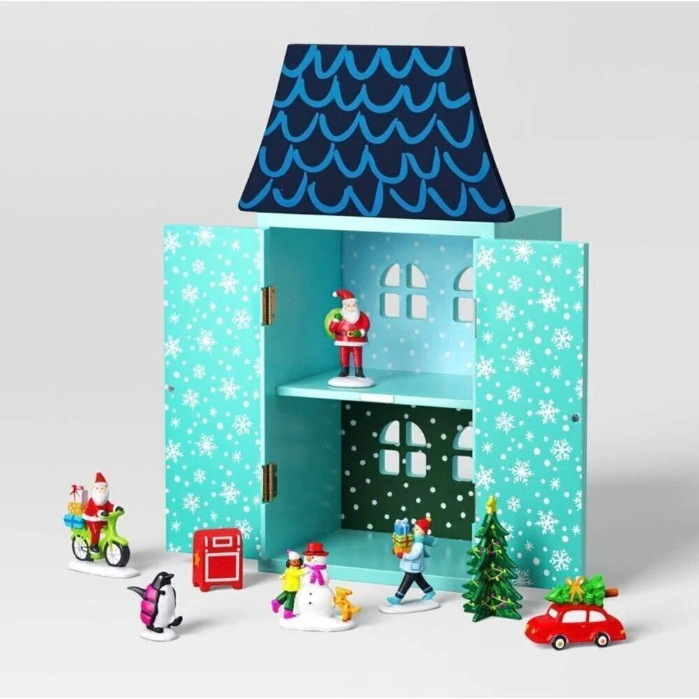 Target 9pc Wood House with Santa and Friends Christmas Figurine Set - Wondershop